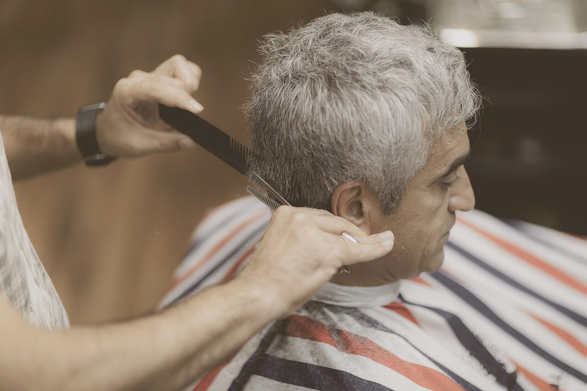 A precision haircut in progress